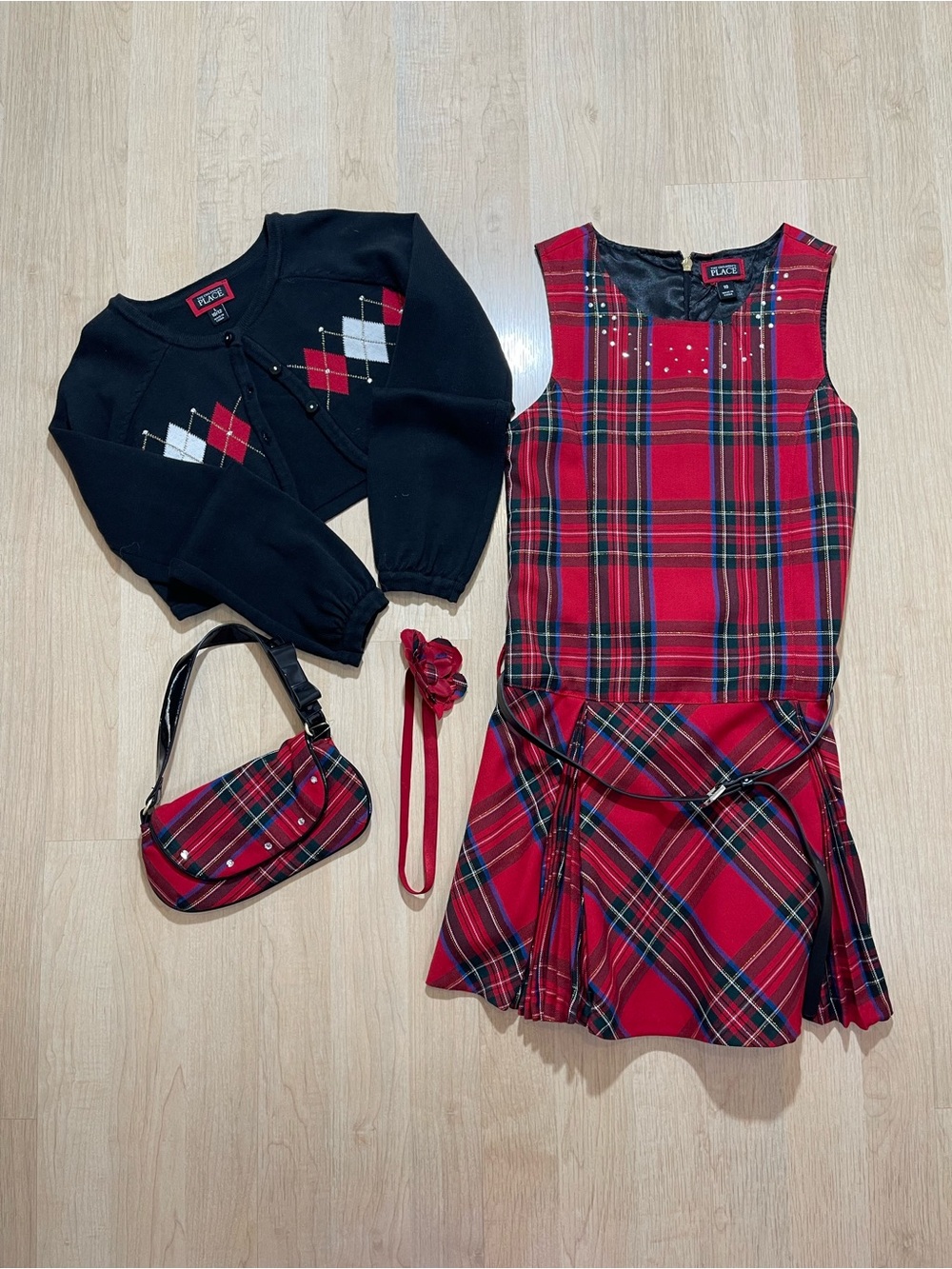 ❤️Scottish Clan???❤️ The Children's Place Red Tartan Plaid Dress Set 10/12